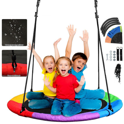 100cm max 150kg Spider Web Net Tree Swing Large Round Seat Kids Outdoor Yard Toy