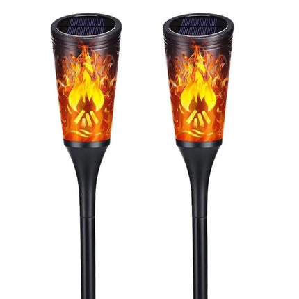 2Pcs Halloween Decoration Outdoor Solar Lights Torch Light Flickering Flame Pathway