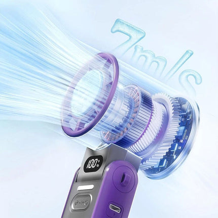 Purple Strong Wind Cooling Fan Portable Handheld Turbo Fan Speeds Neck Blower Mini