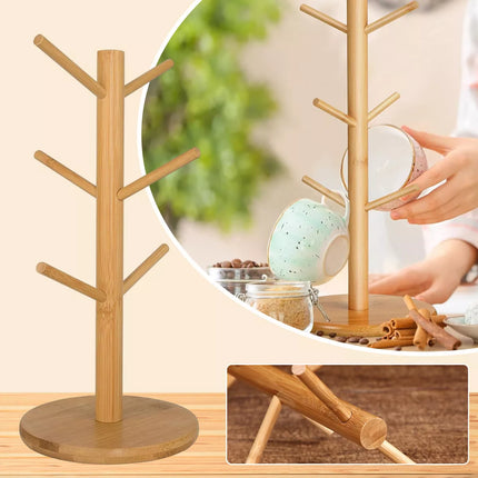 Wooden Tree Rack Mug Stand Coffee Tea Cup Holder Storage Rack Hanger HomeKitchen