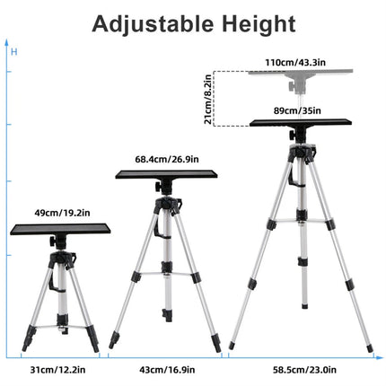 Adjustable Notebook Laptop Projector Tripod Lectern Stand with Tray, Carry Bag