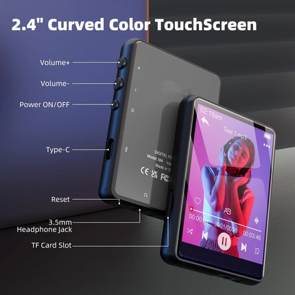 Portable Bluetooth 5.3,MP3 Touch Scree Music Player FM Radio Support 64GB