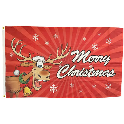 Merry Christmas Flag Large Rudolph Reindeer Flag 150 x 90cm