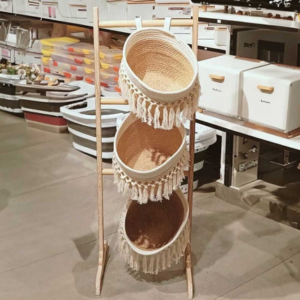 3-Tier Storage Basket Floor Stand with Market Baskets Shelf Laundry Organizer Au