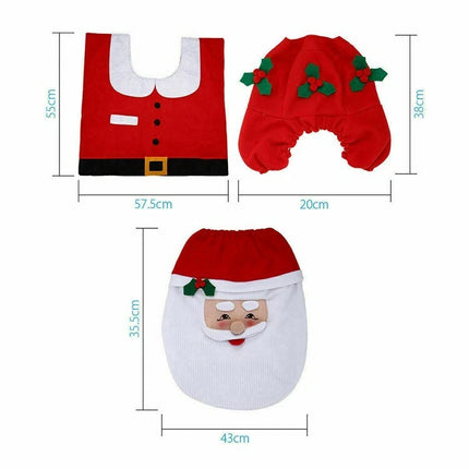 4PCS Christmas Decorations Happy Santa Toilet Seat Cover And Rug Bathroom