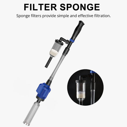 Fish Tank Cleaner Syphon Change Pump Water Filter Aquarium Vacuum Gravel Battery