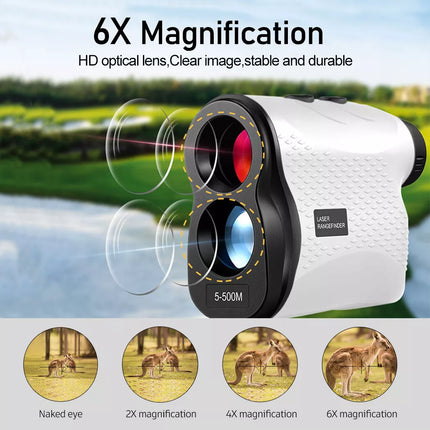 Golf Laser Range Finder Hunting Rangefinder Flagpole Distance Height Speed 500M White