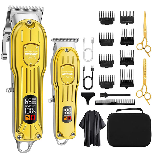 Battery Rechargeable Pro Hair Clipper Set Cordless Hair Trimmer With LED Display