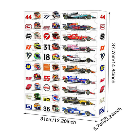 2025 Christmas Advent Calendar 24 Days Countdown Pull-Back F1 Racing Car Toys