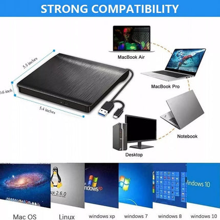 USB 3.0 External DVD CD VCD Writer Burner Reader Player Optical Drive for Laptop