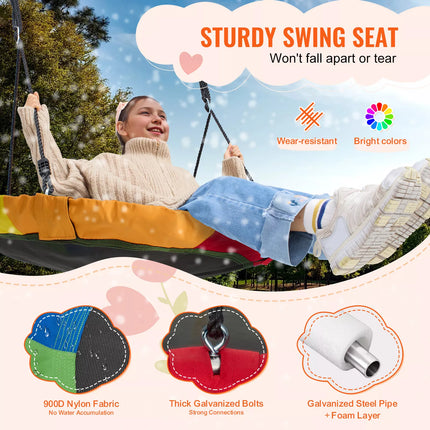 Tree Swing 40in Saucer Swing 750lbs Weight Capacity 900D Oxford Multicolor