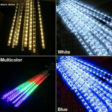 White 288 LEDS Christmas Solar Meteor Shower Lights Falling Star Rain Drop Icicle Light