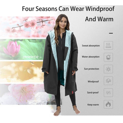 Unisex Quick Dry Outdoor Parka Trench Coat Jacket Waterproof Change Swim Robe