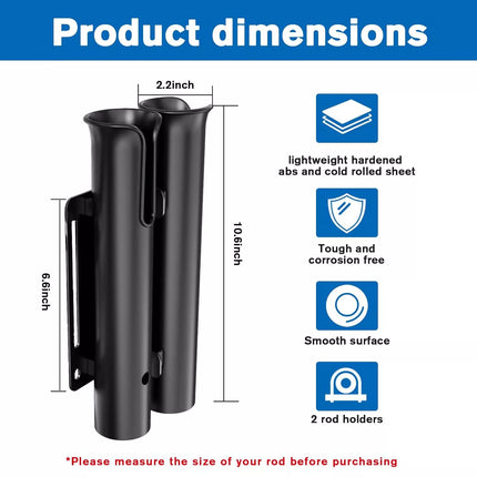 2 Tubes Fishing Rod Holder Secures Fishing Pole for Bicycle Rod Rack for Bike