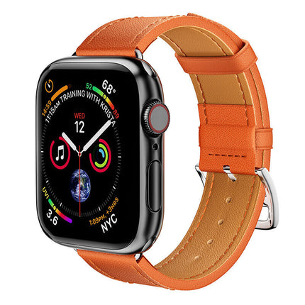 For Apple Watch iWatch Band Series 8 7 6 5 4 3 SE 45 44 41 Leather Strap Orange