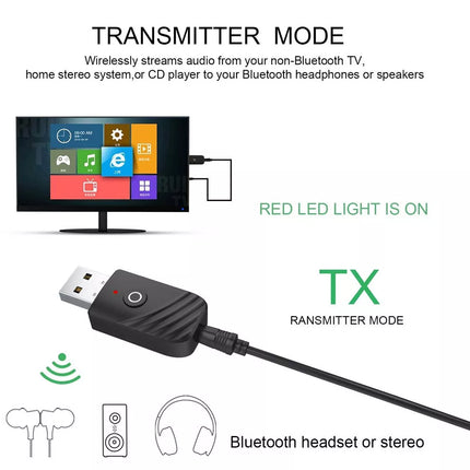 USB Bluetooth 5.0 Transmitter Receiver Audio Adapter AUX 3.5mm TV CAR PC Speaker