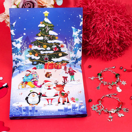 Christmas Advent Calendar Bracelet 24 Days Countdown Calendar DIY Charm Beads Blue