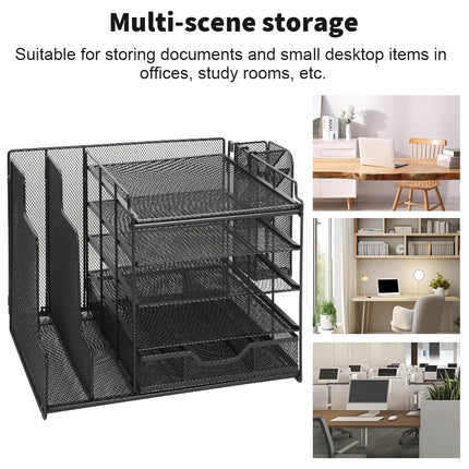 Desktop File Paper Organizer Holder Document Storage Rack Home Office Shelf Tray