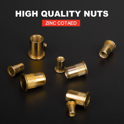 160PCS Heavy Duty Nut Rivet Riveter Rivnut Nutsert Gun Riveting Kit Thread M3-12