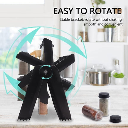 18pcs Jar Kitchen Countertop Holder Spice Rack Organizer Revolving Spice Rack Holder