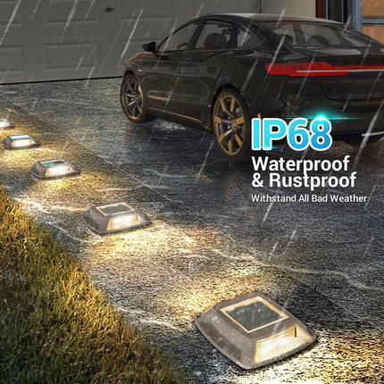 4X LED Solar Driveway Lights Outdoor Deck Step Pathway Road Dock  Light Yellow