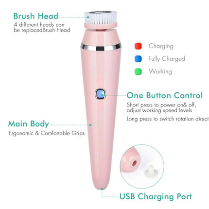 4 in1 Electric Facial Brush Massager Waterproof Face Cleaner Skin Care Cleansing