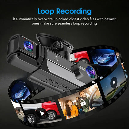 1080P Car Dash Cam Front and Inside Dash Camera Driving Recorder IR Night Vision