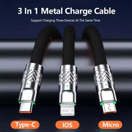 White 3 IN 1 120W Fast Charging Cable Charger USB Type C iPhone Samsung Durable Au