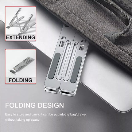 Pink Durable Plastic Ergonomic Portable Adjustable Laptop Stand Foldable Desktop Tripod Tray Holder