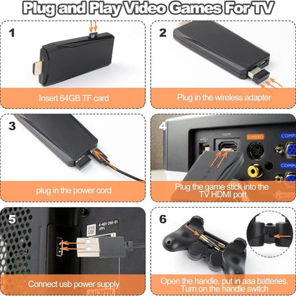 Retro Video Game Stick Console - 20000+ Games & 2 Wireless Controller 4K HDMI TV
