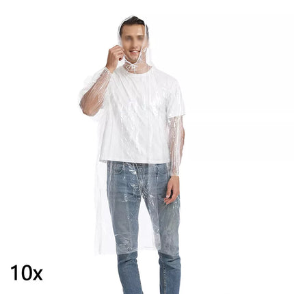 10Pcs Disposable Ponchos Emergency Rain Coats Adult Raincoat Camping Hiking