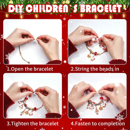 Christmas Advent Calendar Bracelet 24 Days Countdown Calendar DIY Charm Beads Red