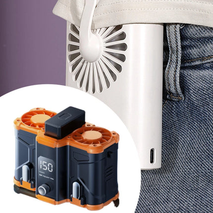 10000mAh Personal Belt Fan Portable Cooling Outdoor USB Body Cooler Waist Clip
