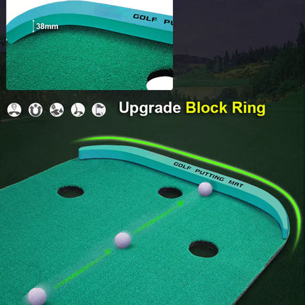 3M Golf Putting Mat Practice Training Indoor Outdoor Portable Slope Balls Grass
