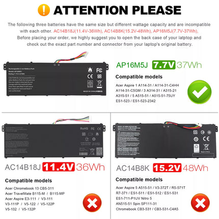 AP16M5J Battery For Acer Aspire 1 A114-31 3 A314-31 A315-21 5 A515-51 ES1-523