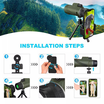 HD 80x100 Monocular Telescope Binoculars Night Vison Hiking w/Tripod for Camping