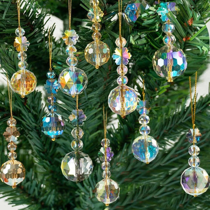 12Pcs Clear Crystal Glass Christmas Balls Ornament Suncatcher Hanging Decor