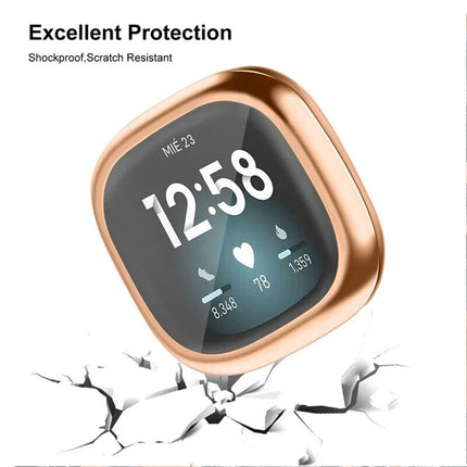 Rose Gold Fitbit Versa 3 / Sense  Case Cover Screen Protector Full Coverage Watch