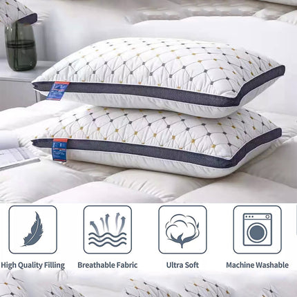 Hotel Quality Cotton Pillows Ultra Plush Home Bed Standard Pillows Twin Pack