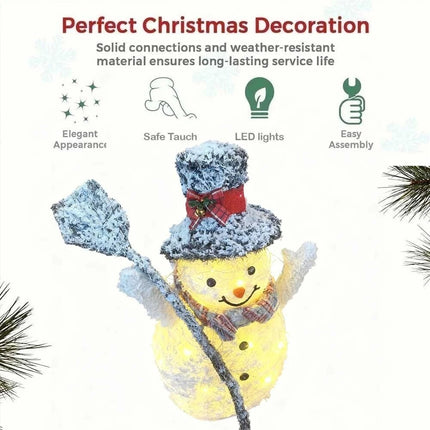 Solar powered Christmas Decoration Lights Snowman Metal Frame LED Light Iron 65cm