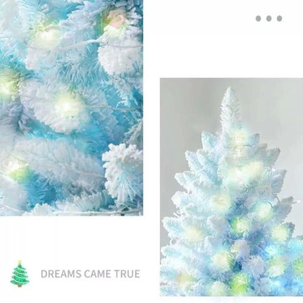 2.1m/1.8m/1.5m Flocked Christmas Tree Xmas Trees Decorations Blue With LED Light