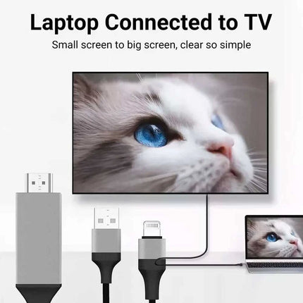 Black 2m MFi Certified 8-Pin to HDMI Cable Digital TV AV Adapter For iPhone 14 13 iPad
