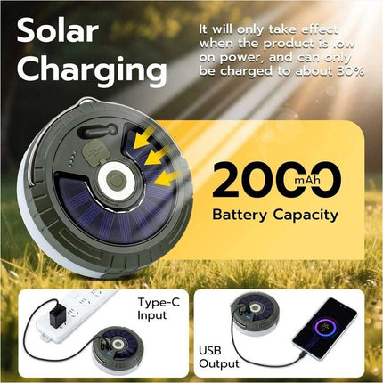 Extractable 10m Solar LED Camping String Lights Tent Garden Warm & Coloured