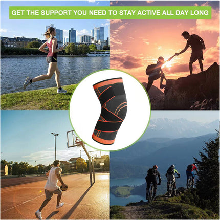 1Pcs Orange 3D Knee Leg Brace Support Compression Sleeve Breathable Sports Jogging Running