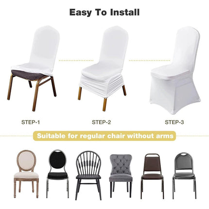 10PCS White Chair Covers Full Seat Covers Spandex Lycra Stretch Party Wedding