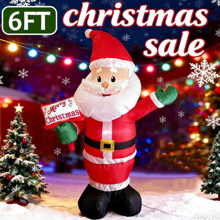 6FT Inflatable Christmas Santa White LED Lights Garden Merry Outdoor Indoor