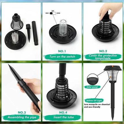 Solar Powered Zapper Lamp Light Outdoor Garden Mosquito Fly Bug Insect Killer