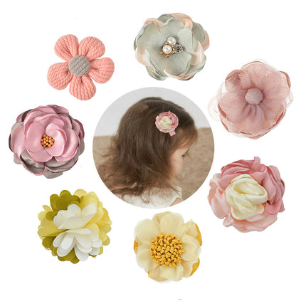 2 Pcs Light Yellow Toddlers Hair Accessories Hairpins Girl Clips Bow Flowers