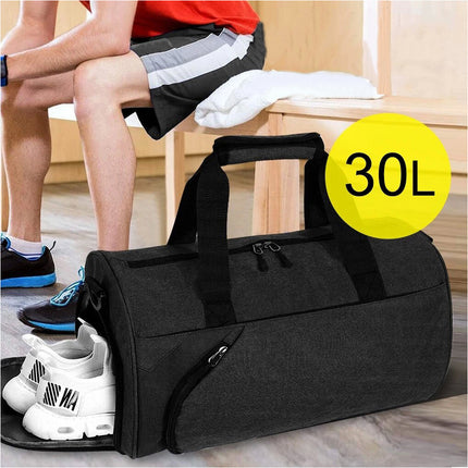 Gym Duffel Bags With Shoe Compartment 30L Black