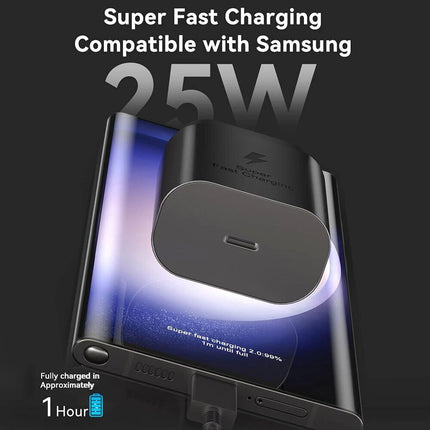 White 25W Super Fast Samsung Phone Charger S25 Adapter
